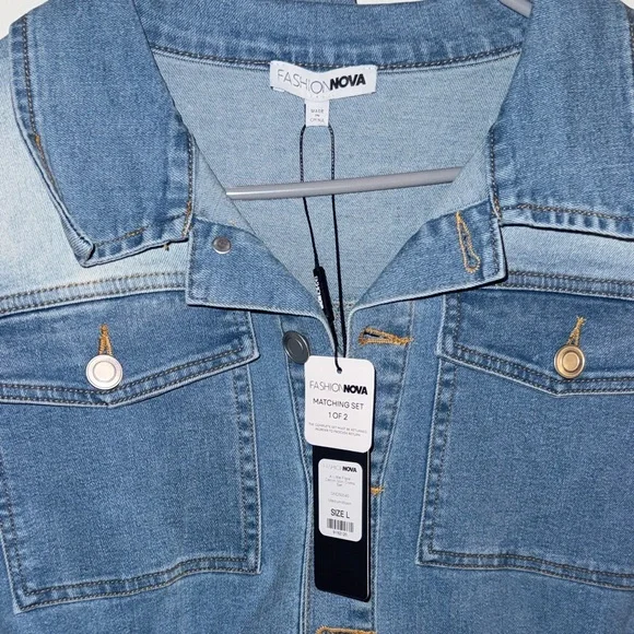 Fashion Nova Blue Denim Mini Dress Jacket - Picture 4 of 5